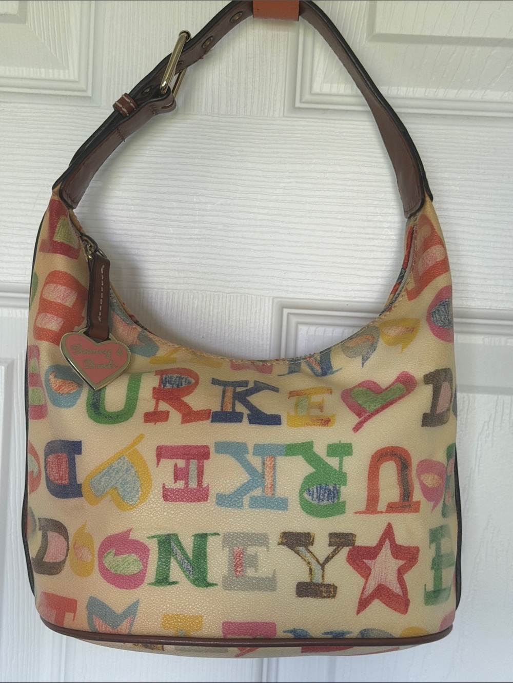DOONEY & BOURKE Vintage Y2K Crayon Graffiti Logo Print Hobo Shoulder Bag - Picture 13 of 13